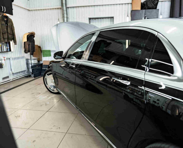 Luxury car getting window tinting in CO