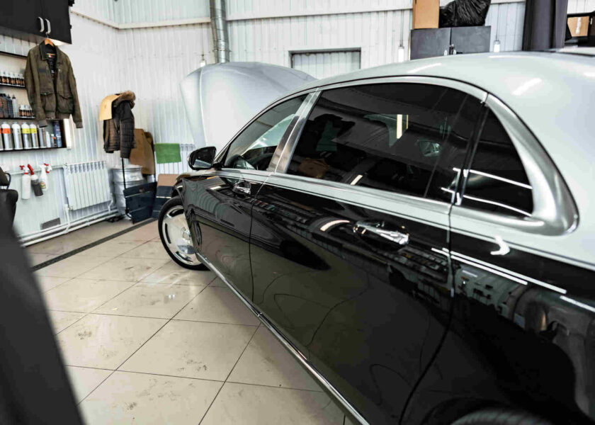 Luxury car getting window tinting in CO