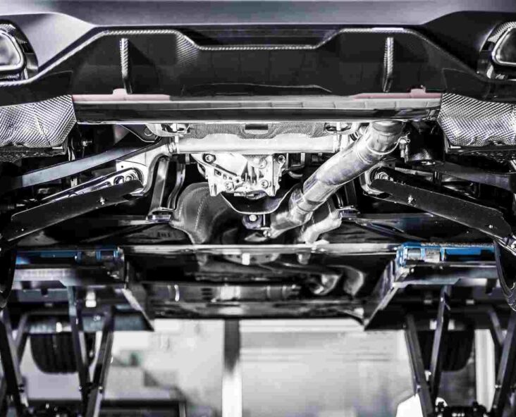 Luxury car in CO receiving suspension alignment